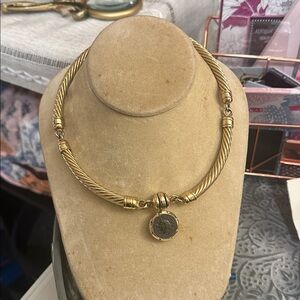 Stocko Vintage Twisted Rope Black Pendant Snap Clasp Necklace